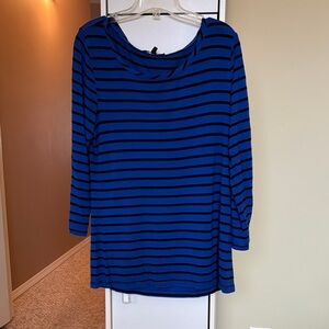 Cable & Gauge Blue and Black Striped Long Sleeve Tee